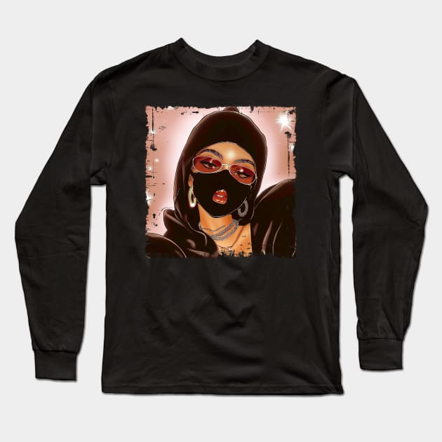 Badass Baddie with Mask Long Sleeve T-Shirt by Vlaa